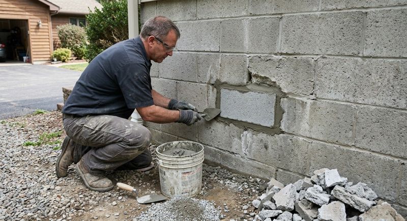 Cinder Block Wall Repair in Cass County, MO