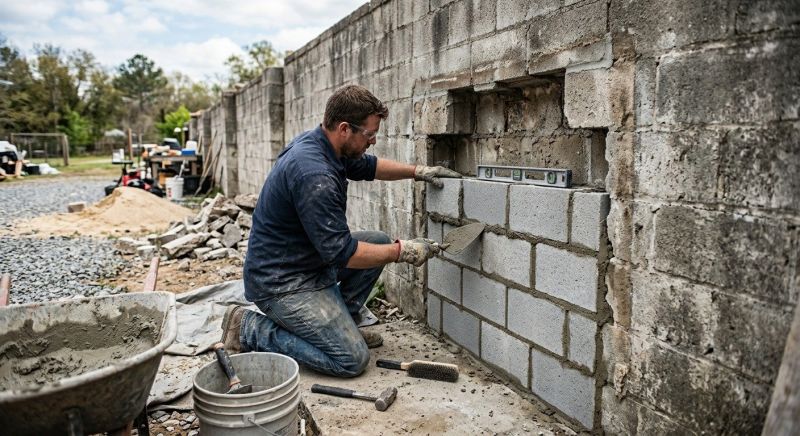 Cinder Block Wall Repair in Eudora, KS