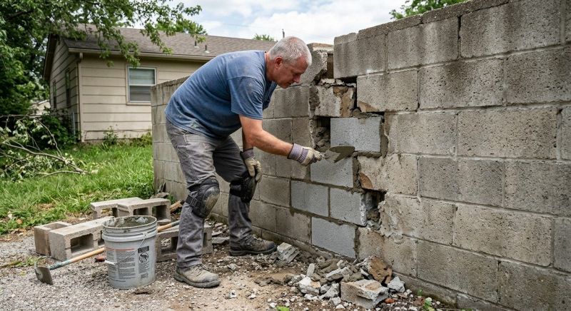 Cinder Block Wall Repair in Lees Summit, MO